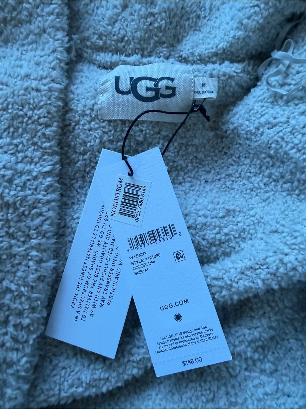 New Women’s UGG Lenny Plush Wrap Robe with Belt in Driftwood Size Medium - Picture 2 of 3